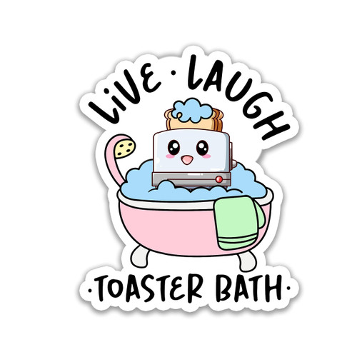 314PI (3pcs) Live Laugh Toaster Bath Sticker, Cute Bread Sticker, Motivational Sticker, Mental Health Stickers, Water Assistant Die-Cut Vinyl Stickers for Laptop, Phone, Water Bottles, Book, Kindle, Hard Hat Sticker, Mental Health Awareness Stickers,