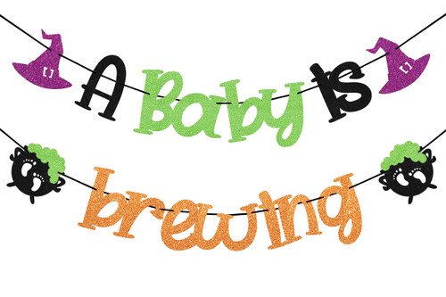 VILIFEVER Glitter A Baby is Brewing Banner Halloween Baby Shower Decorations, Halloween Gender Reveal Party Supplies Pregnancy Celebration Photo Booth Props VILIFEVER Glitter A Baby is Brewing Banner Halloween Baby Shower Decorations, Halloween Gender Reveal Party Supplies Pregnancy Celebration Photo Booth Props