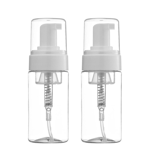 2 Pcs 100ML 3.4oz Empty Clear Plastic Press Foaming Soap Pump Dispensers Travel Soap Liquid Bottle Lash Shampoo Refillable Castile Soap Dispenser for Soap Foam Lotion Bathroom Accessory