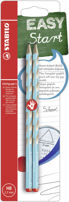 STABILO Thin Ergonomic Graphite Pencil EASYgraph S - Right-Handed - Pack of 2 - Blue - HB