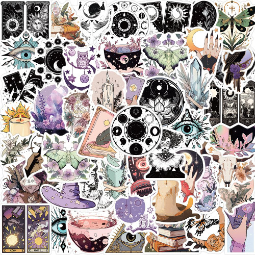 200pcs Witchy Stickers,Magic Apothecary Decals,Witchy Crystal Aesthetic Stickers Vinyl Waterproof Sticker for Water Bottle Laptop Luggage Phone Scrapbooks Guitar