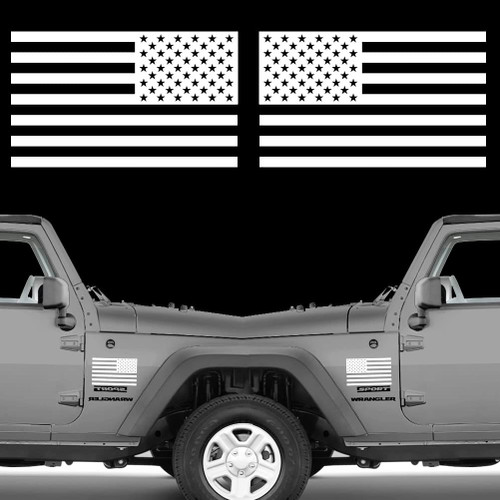 Die Cut Subdued Matte White American Flag Sticker 3" X 5" Tactical Military Flag USA Decal Great for Car, Hard Hat. Car Vinyl Window Bumper Decal Sticker (1 Pair)