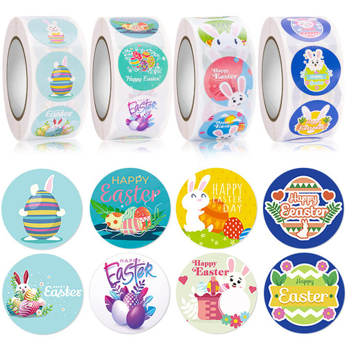 EBANKU 2000PCS Happy Easter Stickers Roll Labels, Easter Bunny Eggs Stickers Roll Gift Tags for Easter Envelope Card Seals Self-Adhesive Decorative Stickers (4 Rolls) EBANKU 2000PCS Happy Easter Stickers Roll Labels, Easter Bunny Eggs Stickers Roll Gift Tags for Easter Envelope Card Seals Self-Adhesive Decorative Stickers (4 Rolls)