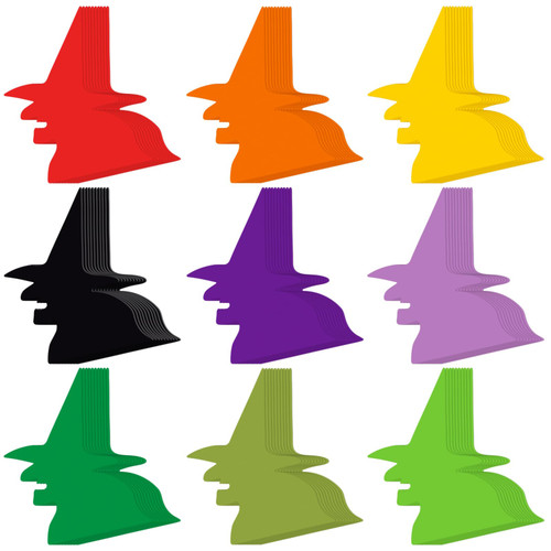 108 Pcs Halloween Witch Cutouts Halloween Classroom Bulletin Board Decor Assorted Color Witch Cutouts for Halloween Wall Teacher Kids DIY Craft Projects Halloween Theme Party Supplies