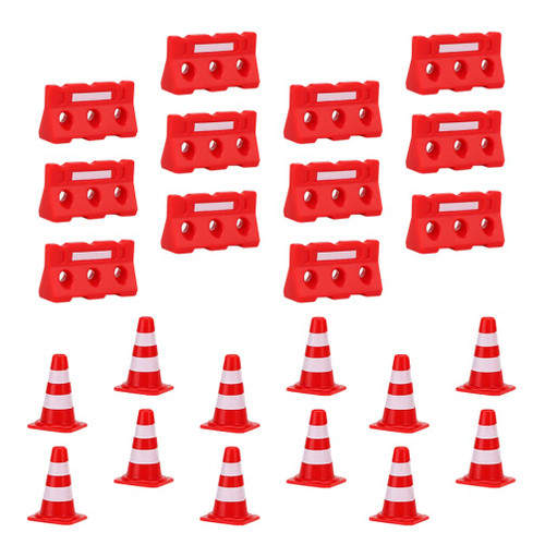 NUOBESTY 24pcs Mini Plastic Traffic Cones Miniature Roadblock Signs Playset Tiny Roadblock Cone Models Mini Stop Signs for Educational Learning