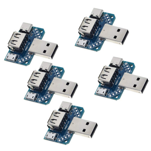 Hailege 5pcs Multifunctional USB Convert Adapter USB to Type-C USB to Micro USB USB Male to Female Convert Adapter Mutual Converter Adapter 4P Pin Header 2.54mm USB Convert Plate