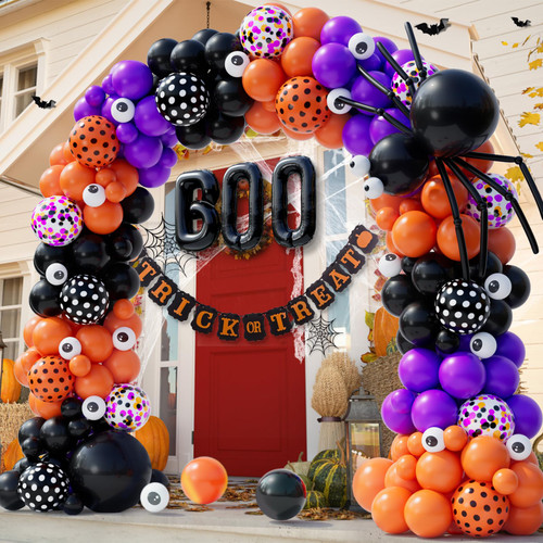 Wecepar 130Pcs Halloween Balloon Garland Arch kit with Halloween Spider Balloon Boo Aluminum Foil Banner Balloons Black Orange Purple Confetti Balloons Dot balloon for Halloween Day Party Decorations Wecepar 130Pcs Halloween Balloon Garland Arch kit with Halloween Spider Balloon Boo Aluminum Foil Banner Balloons Black Orange Purple Confetti Balloons Dot balloon for Halloween Day Party Decorations