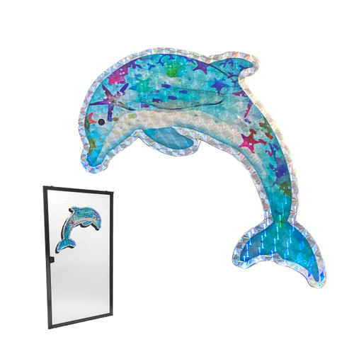 Blue Dolphin Sea Life Screen Magnets (6"W x 4"H) Decorative Holographic Coastal Magnets for Lanai Screen Patio Door Hawaii Home Decor