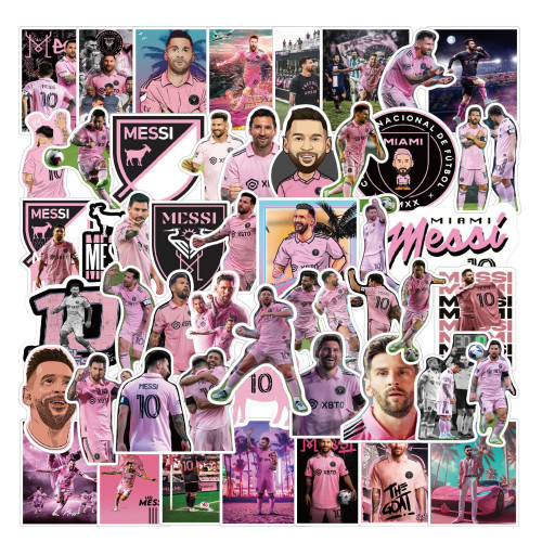 52PCS Argentina Soccer Player Messi Stickers Water Bottle Stickers Miami Vibes Soccer Club Soccer Stickers Messi Card Soccer Fan Gift Messi Backpack Sticker Messi Soccer Ball Skateboard Laptop Decal