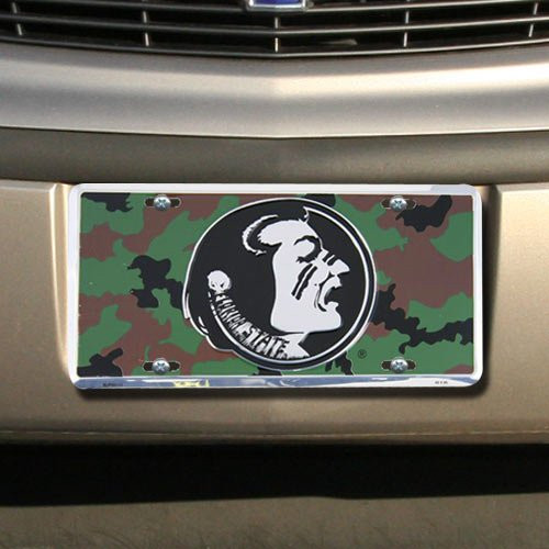 (6x12) Florida State University Camo Chrome NCAA Tin License Plate by Football Fanatics
