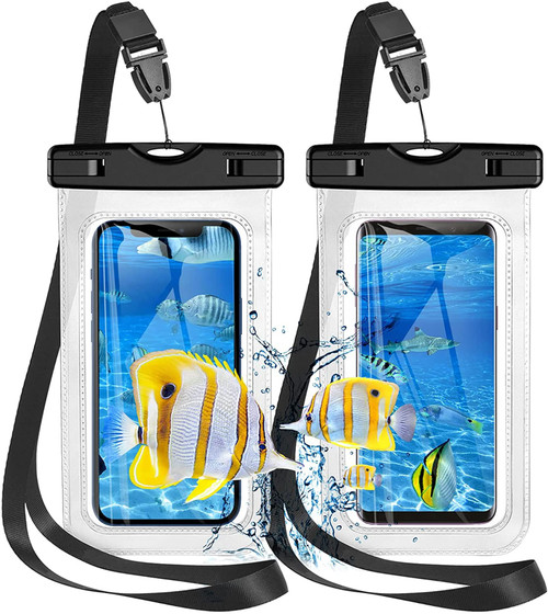 Waterproof Phone Pouch 2 Pack, Universal IPX8 Waterproof Phone Case Dry Bag with Lanyard for Swimming Snorkeling Compatible for iPhone 13/12/11 Pro Max XS Max Galaxy S22/S20 etc Up to 7 Inches