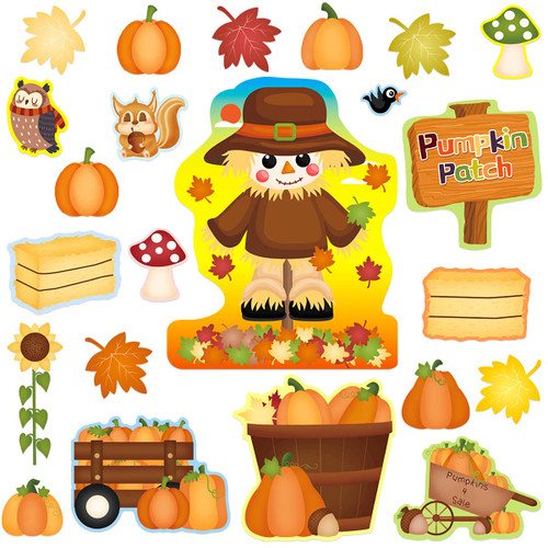 Fall Bulletin Board Decoration Pumpkin Patch Bulletin Board Set Thanksgiving Autumn Leaves Cutouts for Classroom 55 Pcs