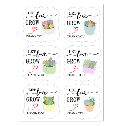 Remarkable Let Love Grow Thank You Favor Stickers, 2 Inch Let Love Grow Greenery Favor Stickers, Wedding and Bridal Shower Favor Labels Baby Shower Favor Stickers 60 Pcs