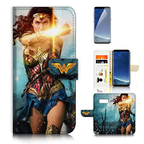 ( For Samsung S8+ / Galaxy S8 Plus ) Flip Wallet Case Cover & Screen Protector Bundle - A21369 Wonder Woman