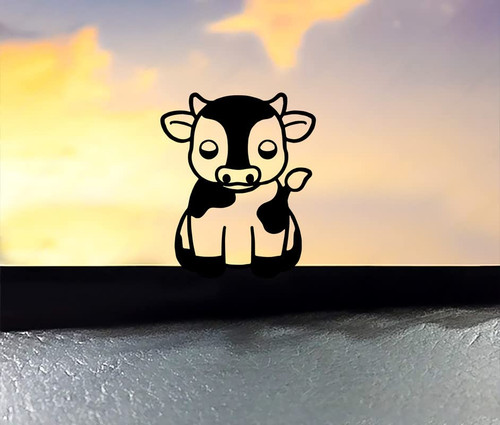 Sticky Bomb Cute Baby Cow Anime Vinyl Car Decal Vinyl Decal Sticker Premium Quality Vinyl Black for Car Bumper Truck Van SUV Window Wall Boat Cup Tumblers Laptop or Any Smooth Surface