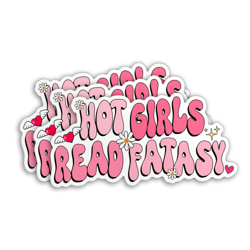 (3Pcs) Hot Girls Read Fantasy Sticker Fantasy Reading Book Stickers Bookish Booktok 2" Waterproof Die-Cut Vinyl Sticker for Water Bottle Laptop Hard Hat Kindle Cars Sticker Decal Stuff Gifts 2 Inches