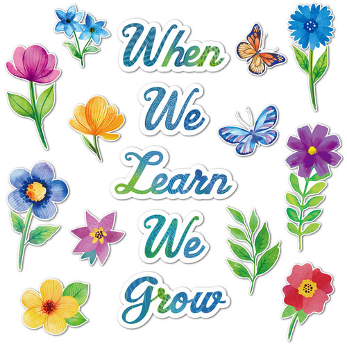 Spring Floral Cut Outs Colorful Flower Plants Paper Patterned Cut-Outs Bulletin Board Decoration with 100 Pcs Glue Points for School Classroom Game Party Supplies (Flower Style, 34 Pcs)