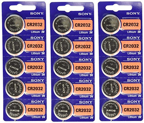Sony CR2032 3V Lithium 2032 Coin Battery, 15 Pack
