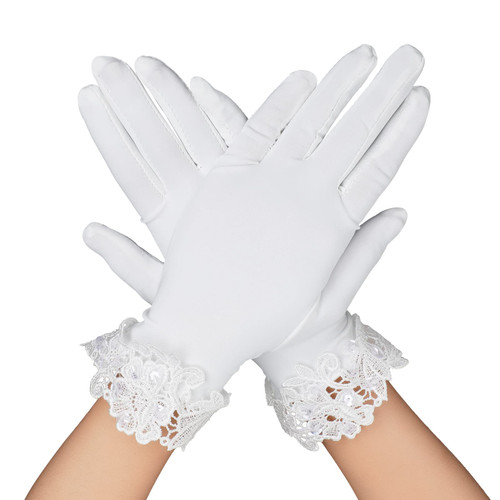 Wedding Floral Bridal Gloves Women's Short Lace Gloves Tea Party Gloves for Prom Evening Opera Dinner Banquet Party