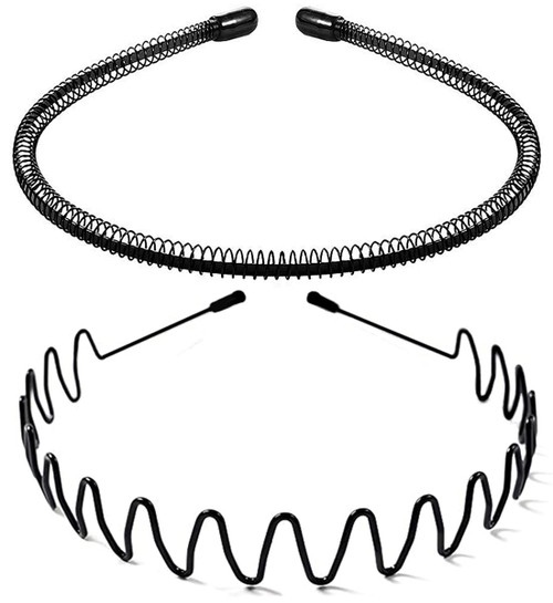 bodbop XINGZHE 2 PCS Metal Hair Band Men Headbands for Men Hair Bands Women Fashion Headband Metal Hairband Head Hoop With Non Slip Wavy Teeth, Black (Wide Wavy+Spring) bodbop XINGZHE 2 PCS Metal Hair Band Men Headbands for Men Hair Bands Women Fashion Headband Metal Hairband Head Hoop With Non Slip Wavy Teeth, Black (Wide Wavy+Spring)