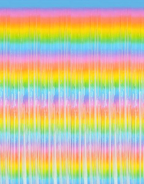 Shiny Rainbow Foil Fringe Curtain - 2pcs 3.2ft x 8.2ft Metallic Tinsel Rainbow Streamers for Photo Booth Backdrop Prop Birthday Wedding Bridal Shower Baby Shower Bachelorette Party Decorations