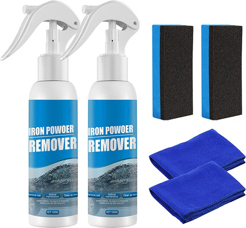 iekufes Iron Powder Remover, Car Rust Removal Spray, Car Rust Remover Spray Metal Surface Chrome Paint Car Cleaning,Metal Paint Cleaner Spray Remover Cleaning(100ml, 2pcs)