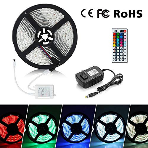 Eternal Home LED Strip Lights,16.4ft 300LEDs Waterproof LED Strip Lights 3528 RGB Flexible Color Changing LED Light Strip with 44 Key IR Remote Controller 2A UL Power Adapter Eternal Home LED Strip Lights,16.4ft 300LEDs Waterproof LED Strip Lights 3528 RGB Flexible Color Changing LED Light Strip with 44 Key IR Remote Controller 2A UL Power Adapter