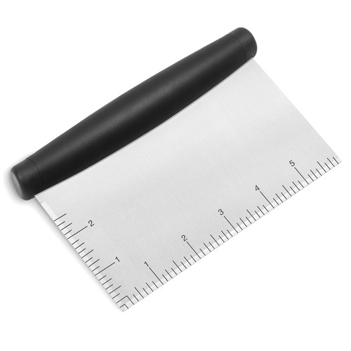 Elyum Bench Scraper 6 Inch Stainless Steel Dough Scraper with Contoured Grip Dough Cutter with Precision Scale Multipurpose Food Scraper for Pastry Dough Pizza Cake Bread