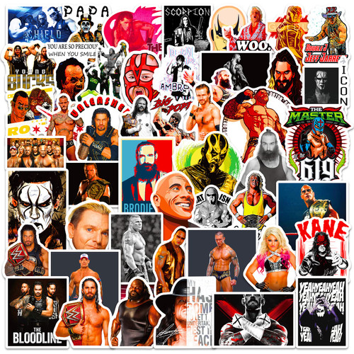 50pcs Wrestling Sticker Pack Vinyl Waterproof Sticker Decals for Car Laptop Bumper Car Luggage Bike Water Bottle Skateboard Guitar 50pcs Wrestling Sticker Pack Vinyl Waterproof Sticker Decals for Car Laptop Bumper Car Luggage Bike Water Bottle Skateboard Guitar