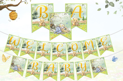 Welcome Baby Banner for Winnie Baby Shower Decorations, Classic the Pooh 1st Birthday Decorations Party Supplies Vintage Pooh Birthday Banners and Signs Party Favors Welcome Baby Banner for Winnie Baby Shower Decorations, Classic the Pooh 1st Birthday Decorations Party Supplies Vintage Pooh Birthday Banners and Signs Party Favors