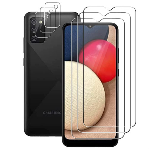 UZWZW (3+3) For Samsung Galaxy A02s (3 Pack) Tempered Glass Screen Protector and (3 Pack) Camera Lens Protector, 9H Hardness, 2.5D, Anti Scratch, HD Clear UZWZW (3+3) For Samsung Galaxy A02s (3 Pack) Tempered Glass Screen Protector and (3 Pack) Camera Lens Protector, 9H Hardness, 2.5D, Anti Scratch, HD Clear