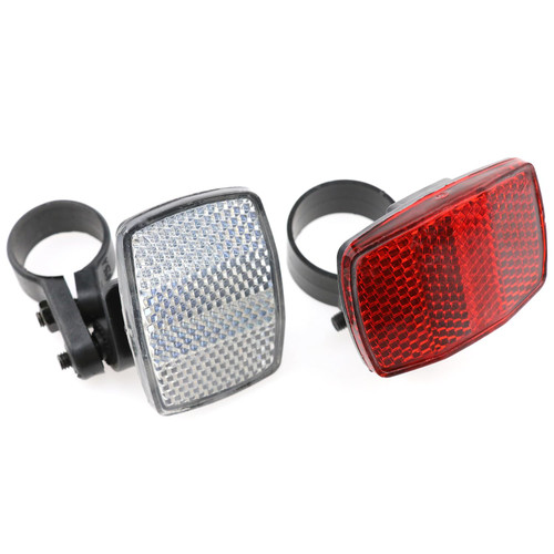 Lovelysp Bike Front and Rear Reflectors Bike Safety Warning Reflectors Handlebar and Seatpost Bicycle Reflectors Kit Red and White -2PCS