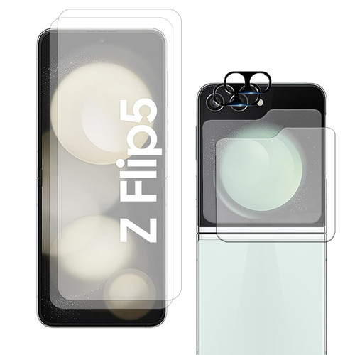 GLBLAUCK [2+2+2 Pack for Samsung Galaxy Z Flip 5 screen Protector, 2 Pack Inner Screen Flexible Film + 2 Pack Back Screen Protector Tempered Glass + 2 Pack Camera Lens Protector Accessories GLBLAUCK [2+2+2 Pack for Samsung Galaxy Z Flip 5 screen Protector, 2 Pack Inner Screen Flexible Film + 2 Pack Back Screen Protector Tempered Glass + 2 Pack Camera Lens Protector Accessories