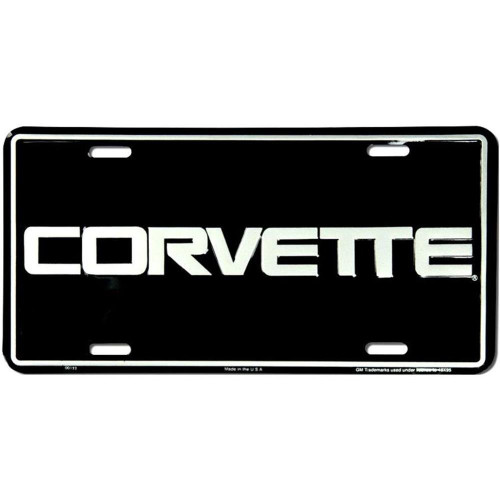 Signs 4 Fun SL152 Corvette Black License Plate