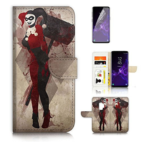 ( For Samsung S9+ / Galaxy S9 Plus ) Flip Wallet Case Cover & Screen Protector Bundle - A20307 Harley Quinn