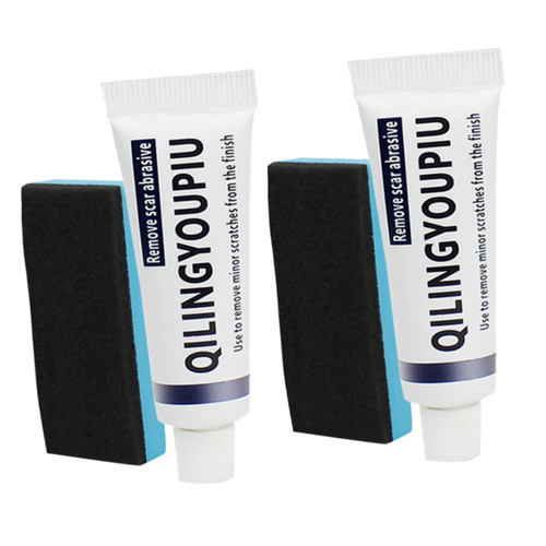 Beatifufu 2 Set/4pcs Repair Scratch Remover Auto Scratch Remover Car Scratch Repair Car Body Compound Sponge White Auto Scratch De-Mark Abrasive Car Body Compound Paste Car Polishing Paste