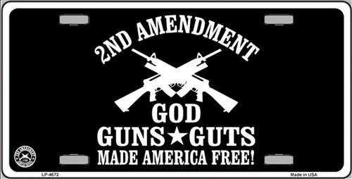 God, Guns, Guts Novelty Vanity License Plate Tag Sign