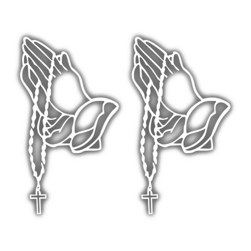 Kramer Praying Hands Decal Car Window Laptop Rosary Vinyl Sticker Religion 7" ? 3.9" Set of 2