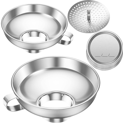 Toncoo Premium Canning Funnel with Strainer for Regular and Wide Mason Jars, Stainless Steel Wide Mouth Funnels for Kitchen Use - Canning Supplies Kit - Canning Funnels for Filling Bottles - 13 Pack Toncoo Premium Canning Funnel with Strainer for Regular and Wide Mason Jars, Stainless Steel Wide Mouth Funnels for Kitchen Use - Canning Supplies Kit - Canning Funnels for Filling Bottles - 13 Pack