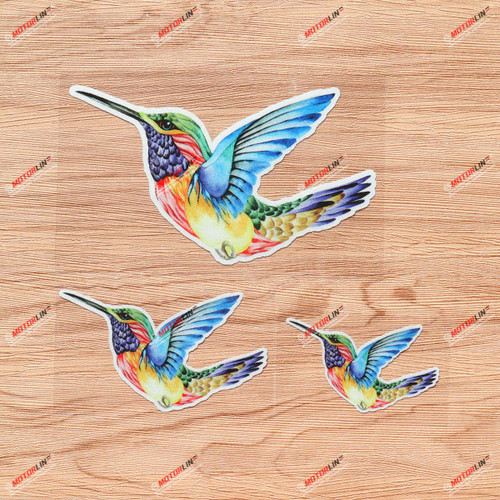 Hummingbird Bird Vinyl Decal Sticker - 3 Pack Reflective, 3 Inches, 4 Inches, 6 Inches - Watercolor Colorful Style for Car Laptop Window