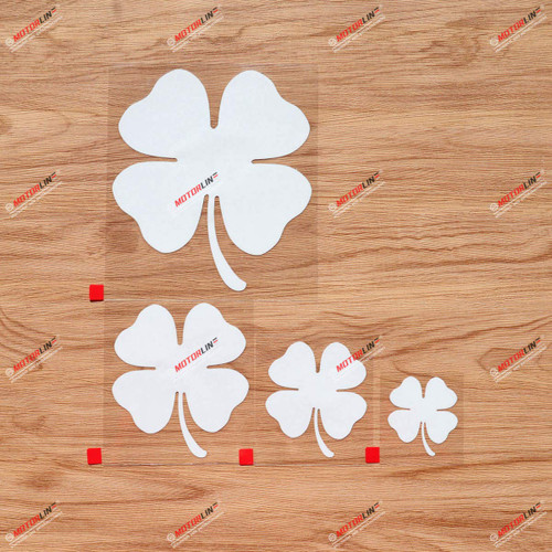 Shamrock Clover 4 Leaf Ireland Irish Vinyl Decal Sticker - 4 Pack White, 2 Inches, 3 Inches, 4 Inches, 6 Inches - Simple Style for Car Boat Laptop Cup