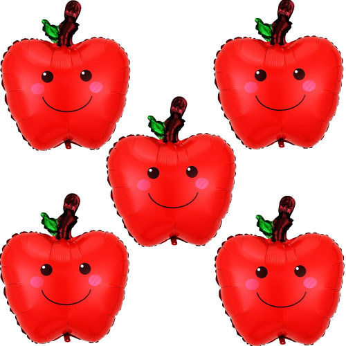 5Pcs Apple Fruit Balloons Fruit Themed Balloons Apple Foil Balloon Party for Fruit Apple Theme Decoration Fruit Balloons Summer Party Themed Decorations Hawaiian Party