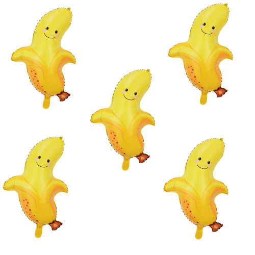 5Pcs Banana Balloons Fruit Themed Balloons Banana Foil Balloon Party for Fruit Banana Theme Decoration Fruit Balloons Summer Party Themed Decorations Hawaiian Party