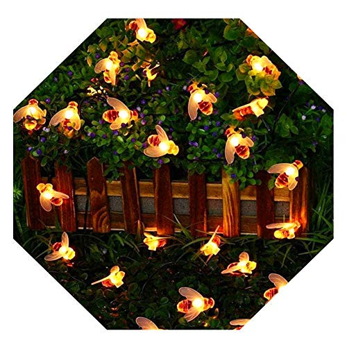 GIAGY Honeybee Fairy String Lights,Battery Powered 6.5Ft 20 LED Honeybee Battery Power Led String Lights for Thanksgiving,Halloween,Christmas,Party,Wedding,Xmas,Decoration,Gardens,Patios[Warm White]