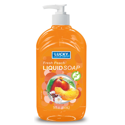 Lucky Super Soft Liquid Hand Soap, Peach, 14 Fluid Ounce
