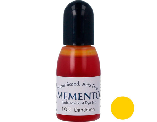 Tsukineko 1/2 Fluid Ounce Memento Fade-Resistant Water-Based Dye Inker, Dandelion