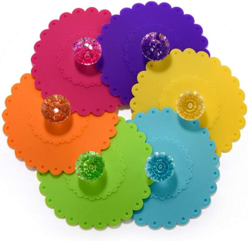 6PCS Silicone Cup Lids Cute Leak Proof Silicone Glass Cup Cover Water Cup Lids Diamond Mug Suction Cup Cover Drink Cup Lids Hot Cup Lids Coffee Mug Seal Lid Cap (Random Color) 6PCS Silicone Cup Lids Cute Leak Proof Silicone Glass Cup Cover Water Cup Lids Diamond Mug Suction Cup Cover Drink Cup Lids Hot Cup Lids Coffee Mug Seal Lid Cap (Random Color)