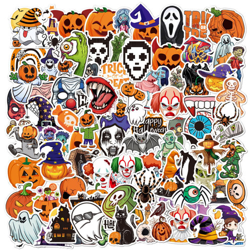 100PCS Halloween Stickers for Water Bottles, Vinyl Waterproof Laptop Stickers,Helmet Skateboard Snowboard Guitar Scrapbook Phone Gifts Aesthetic Stickers for Teens Girls Kids Adult
