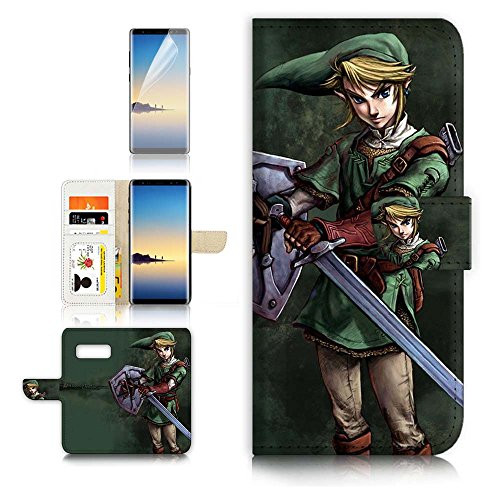 (for Samsung Note 8, Galaxy Note 8) Flip Wallet Case Cover & Screen Protector Bundle - A21403 Legend of Zelda