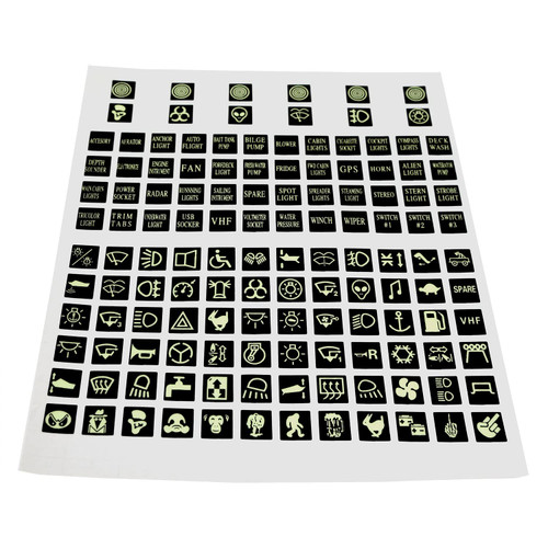 Switch Panel Sticker DZS ELEC 132PCS Centre Console Switch Luminous Stickers for Car Night Safety, Luminous Decals, Glow in The Dark Sticker for Boat Trailer Car Headlight Control GPS, Switch Panel Label